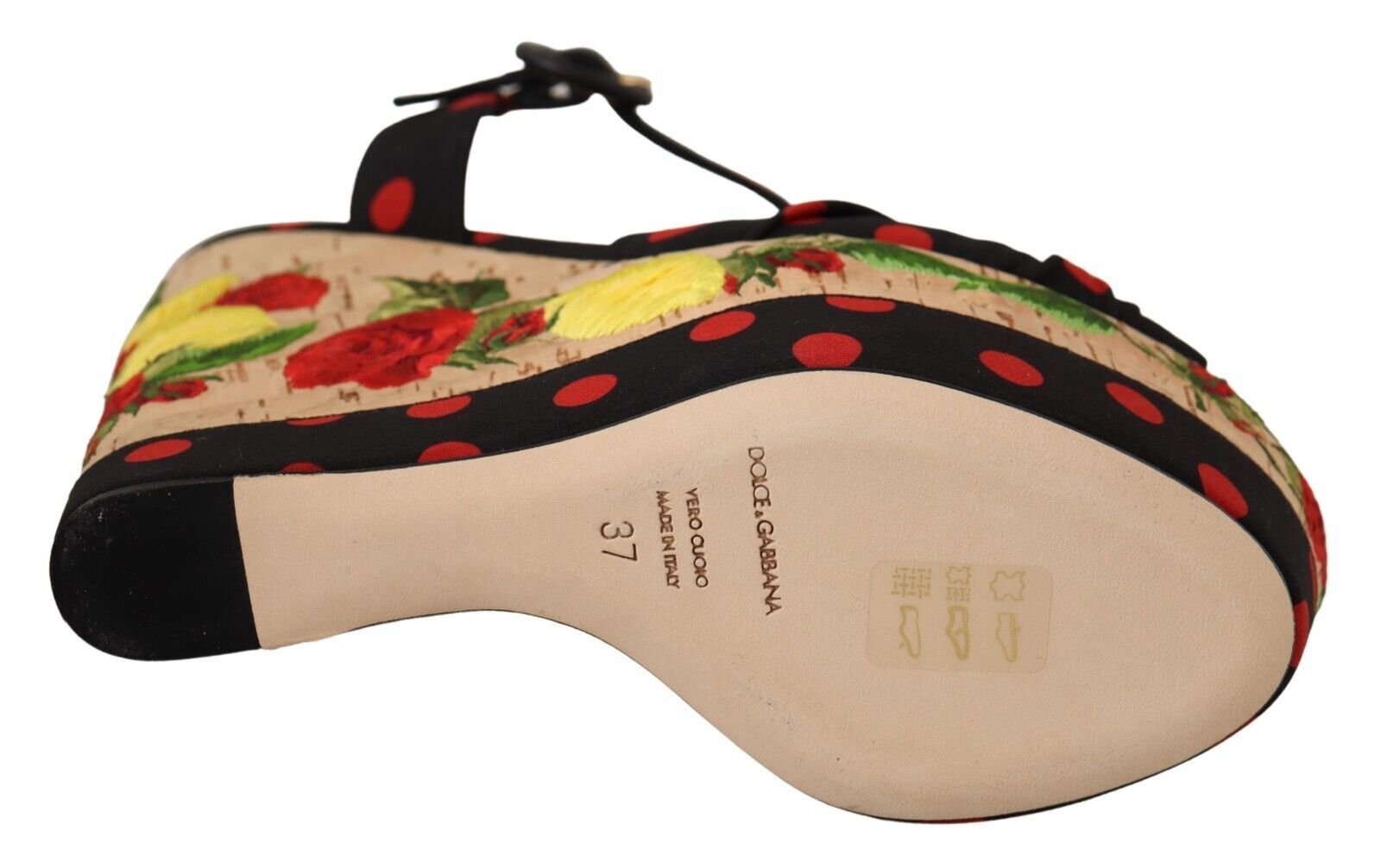 Shoe with floral pattern on top and sole