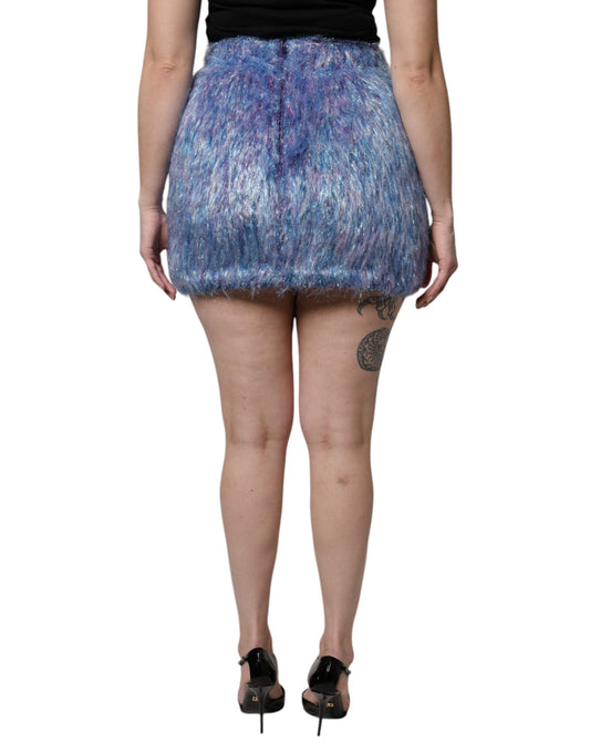 Woman wearing a short skirt with glittery fabric