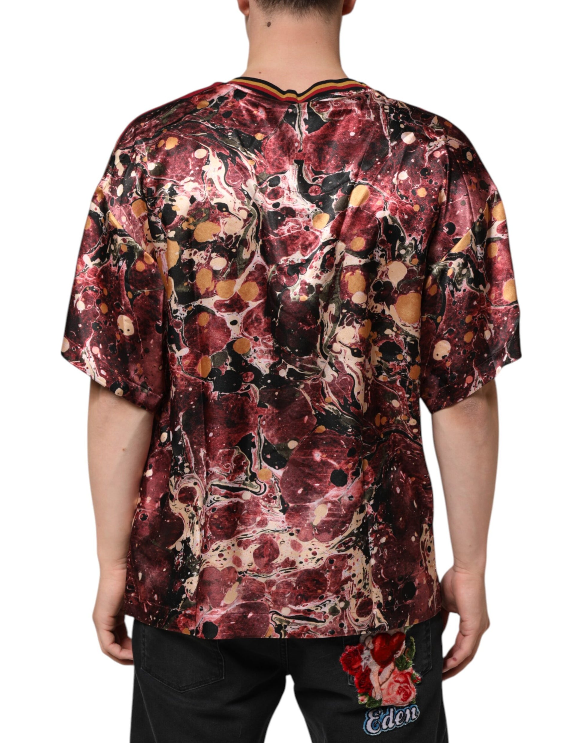 Red and black patterned jersey