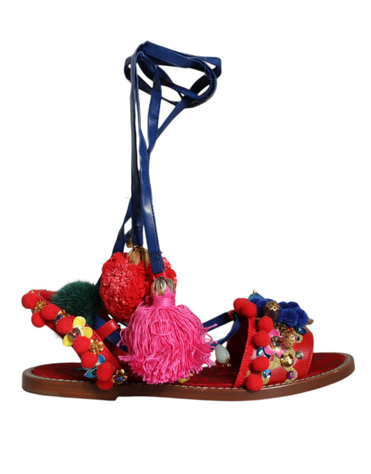 Decorative sandals with colorful beads and tassels