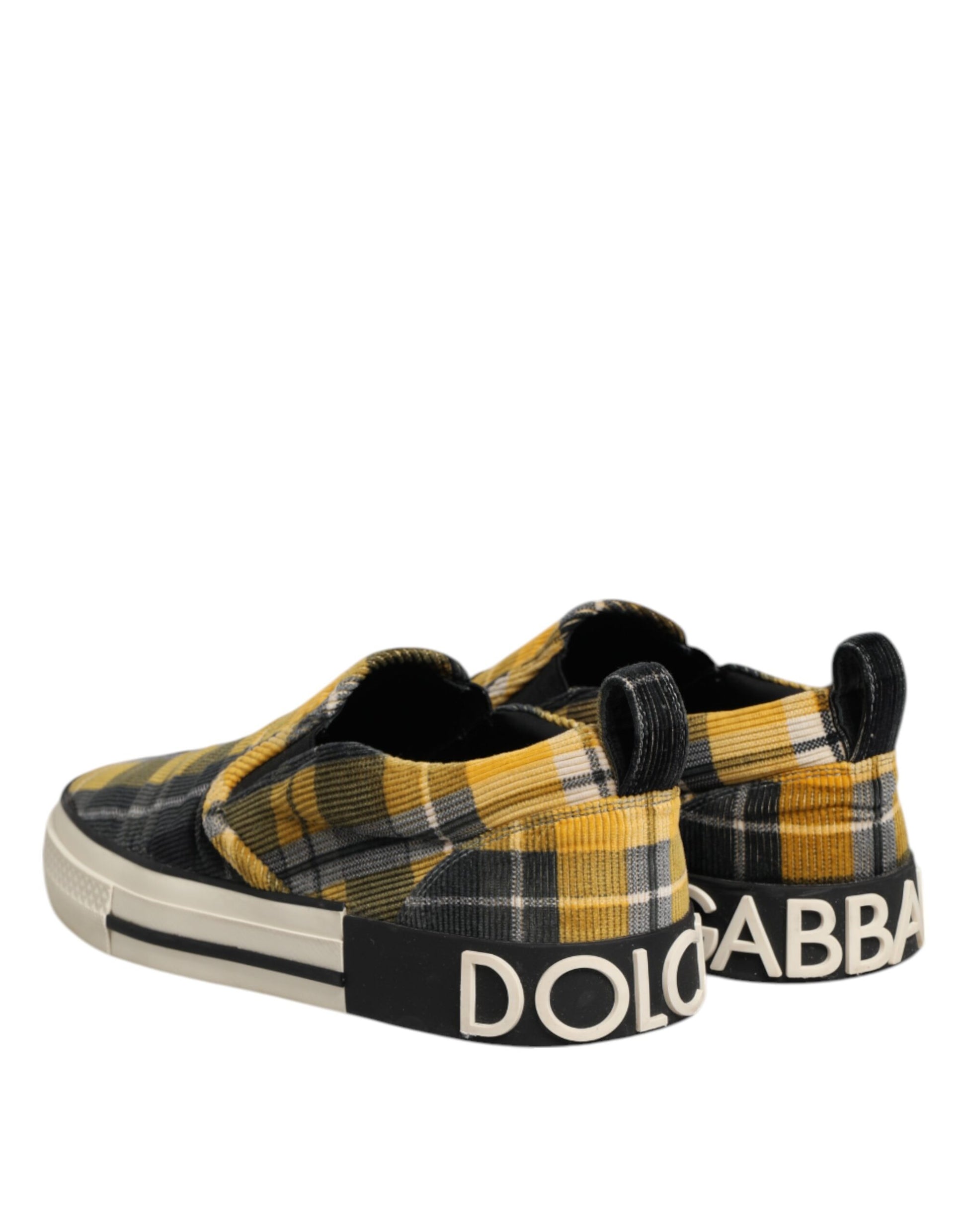 Dolce & Gabbana tartan check sneakers with laces, featuring the brand name on side