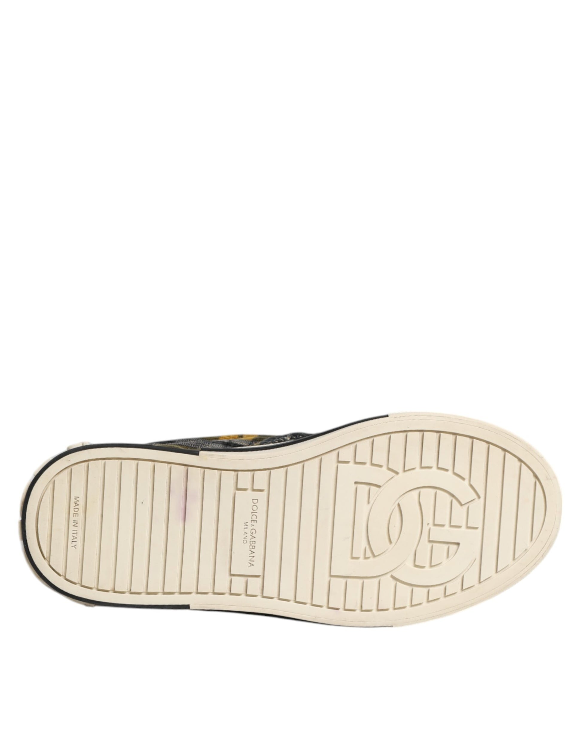 A single shoe from a pair of Dolce & Gabbana multicolored tartan check sneakers