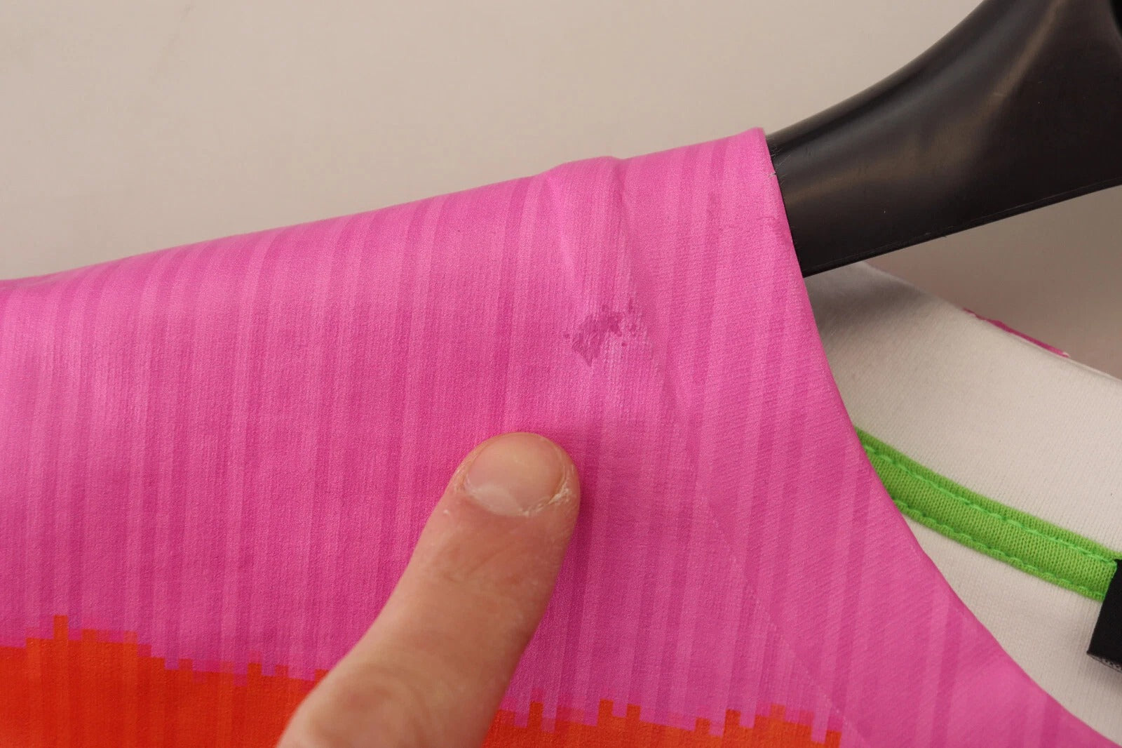 Pink fabric with a hole in it