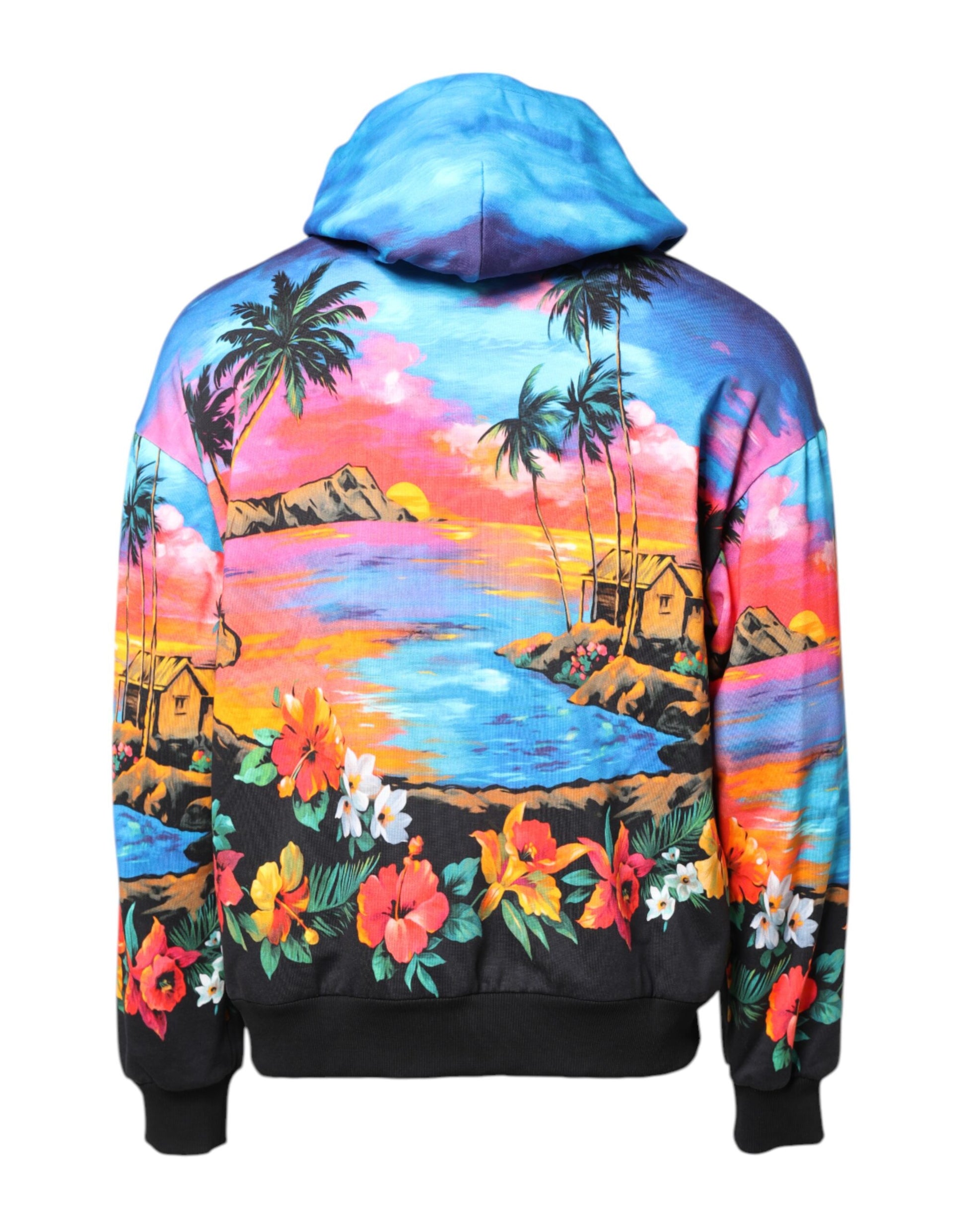 Colorful hoodie with tropical beach scene print
