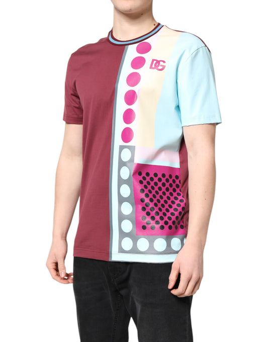 Man wearing a colorful shirt with geometric patterns
