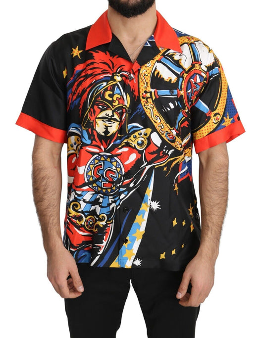 Man wearing a shirt with a comic book character on it