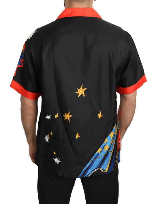 Black shirt with stars and planets on back