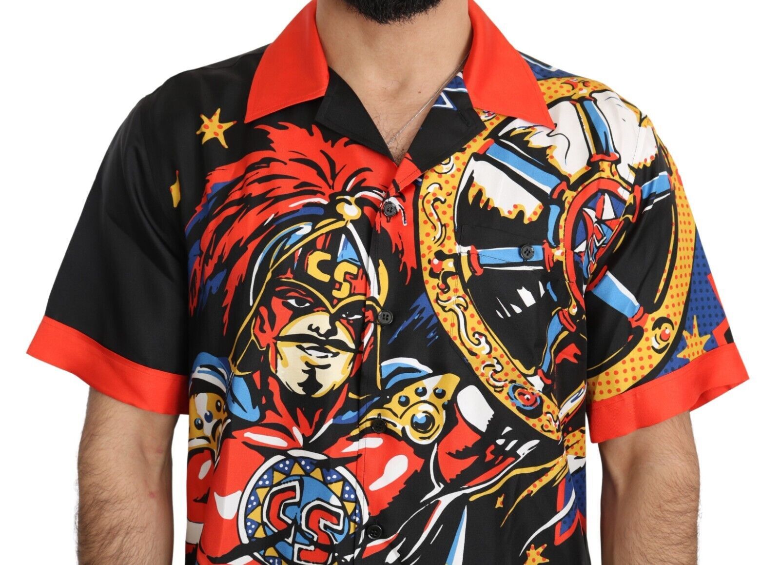 Shirt with comic book hero design