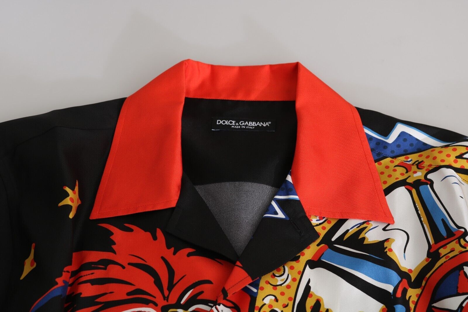 Red scarf on black shirt