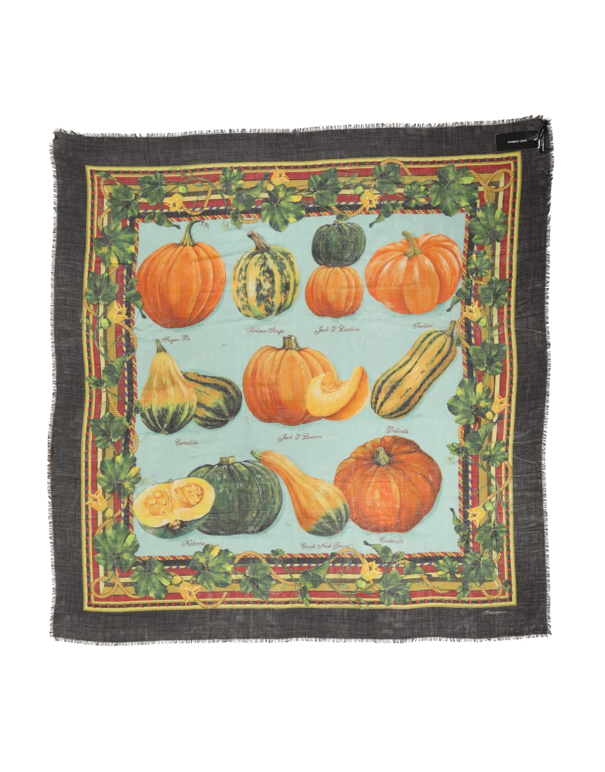 Square throw blanket with autumnal vegetable motif