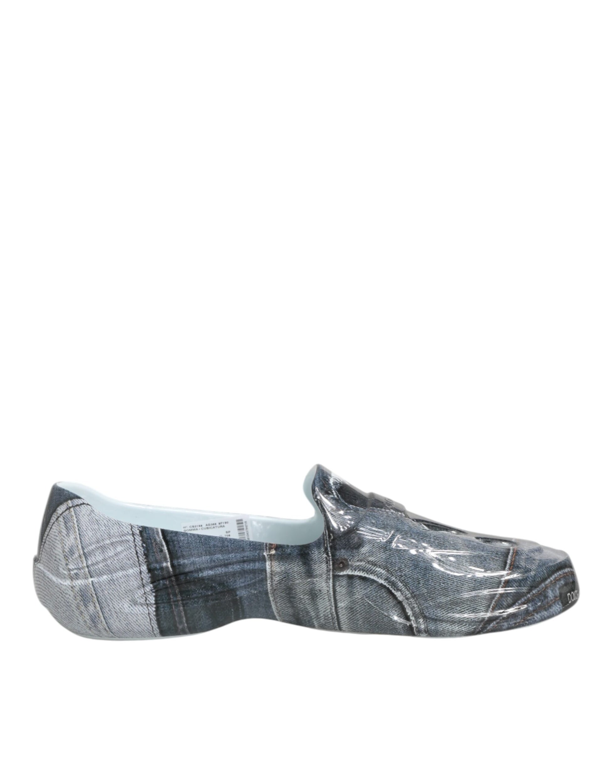 Slip on shoe with denim fabric design