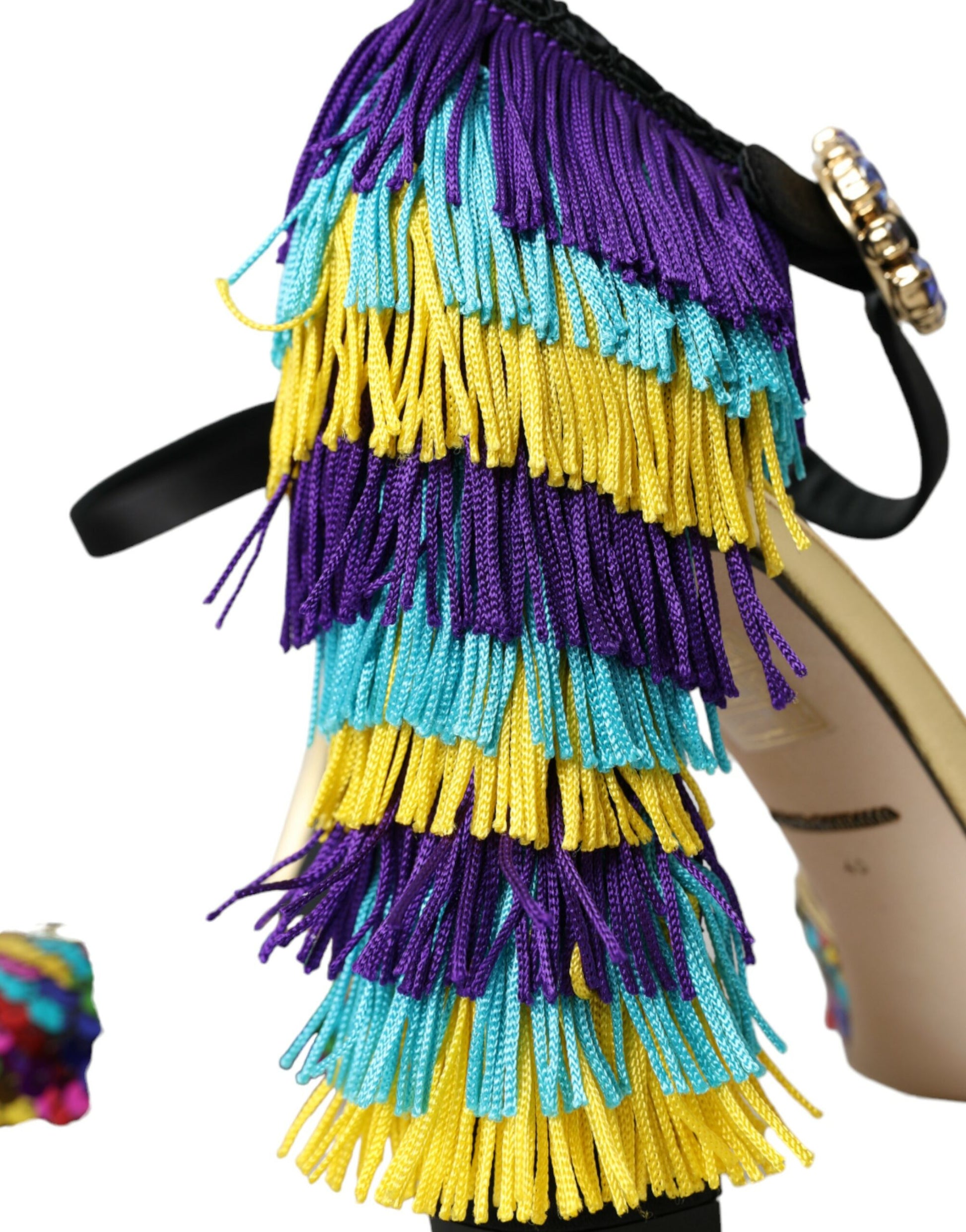 Colorful fringe on shoe