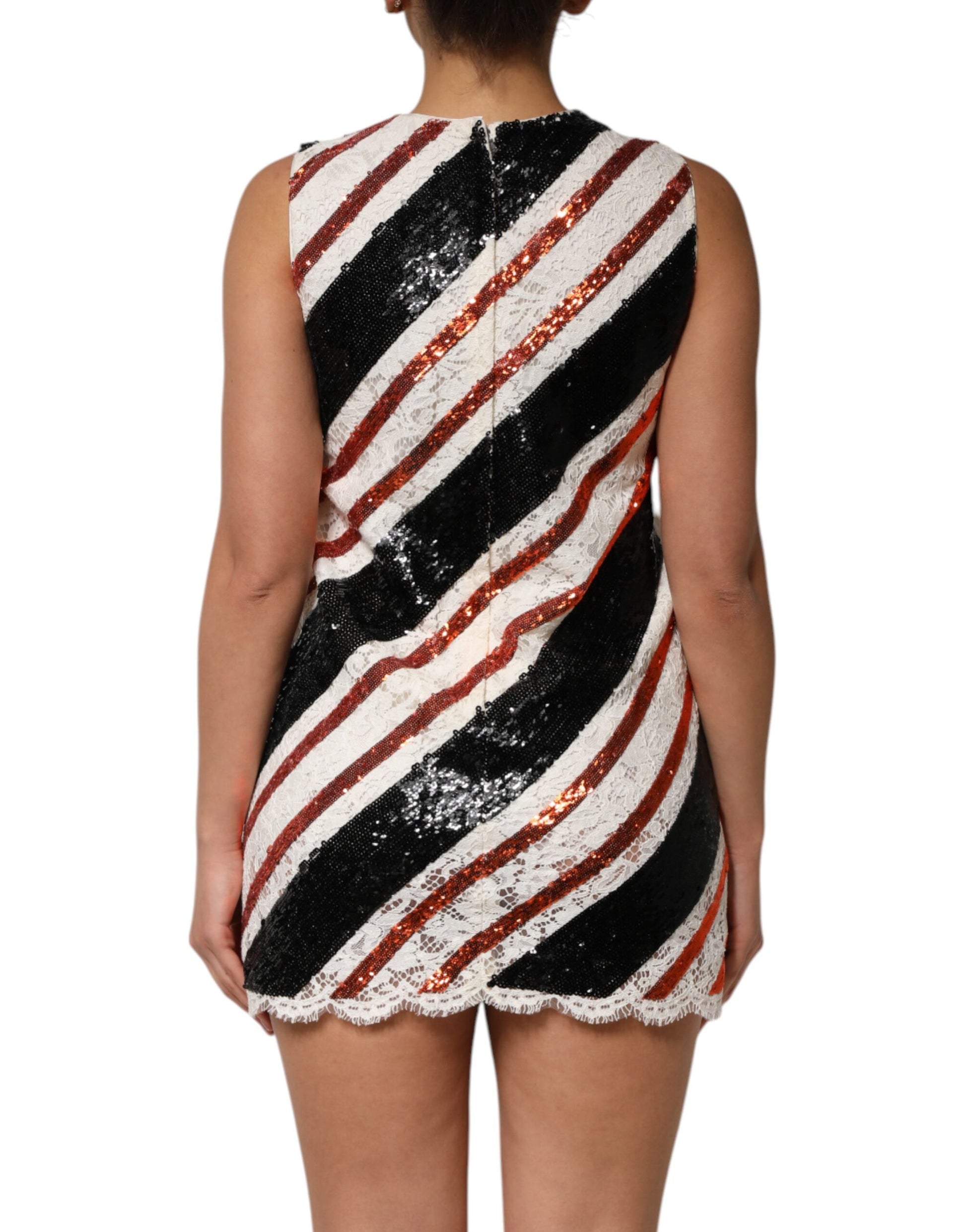A woman's multicolored sequin embellished shift dress with short sleeves