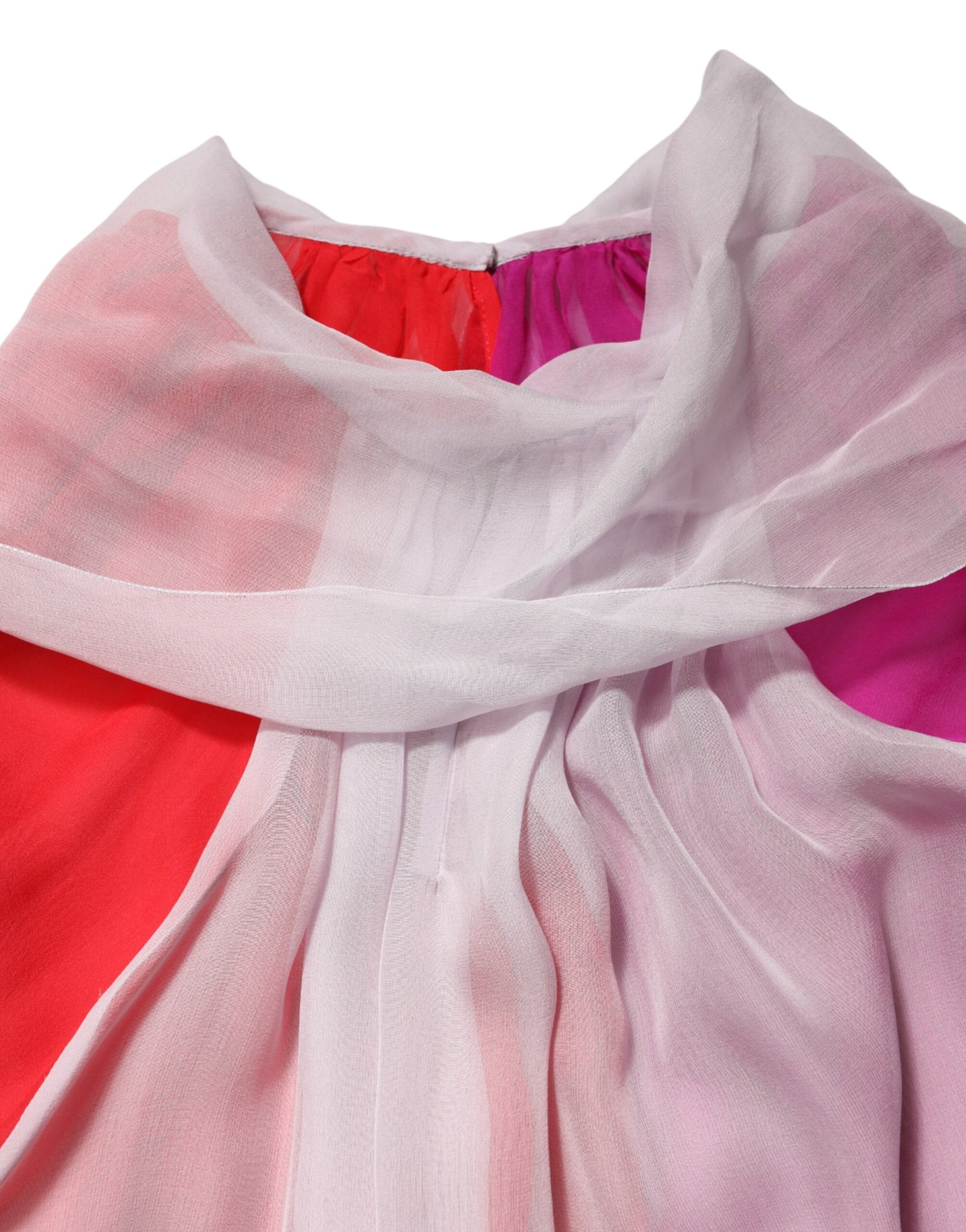 Pink and red scarf with fringe ends