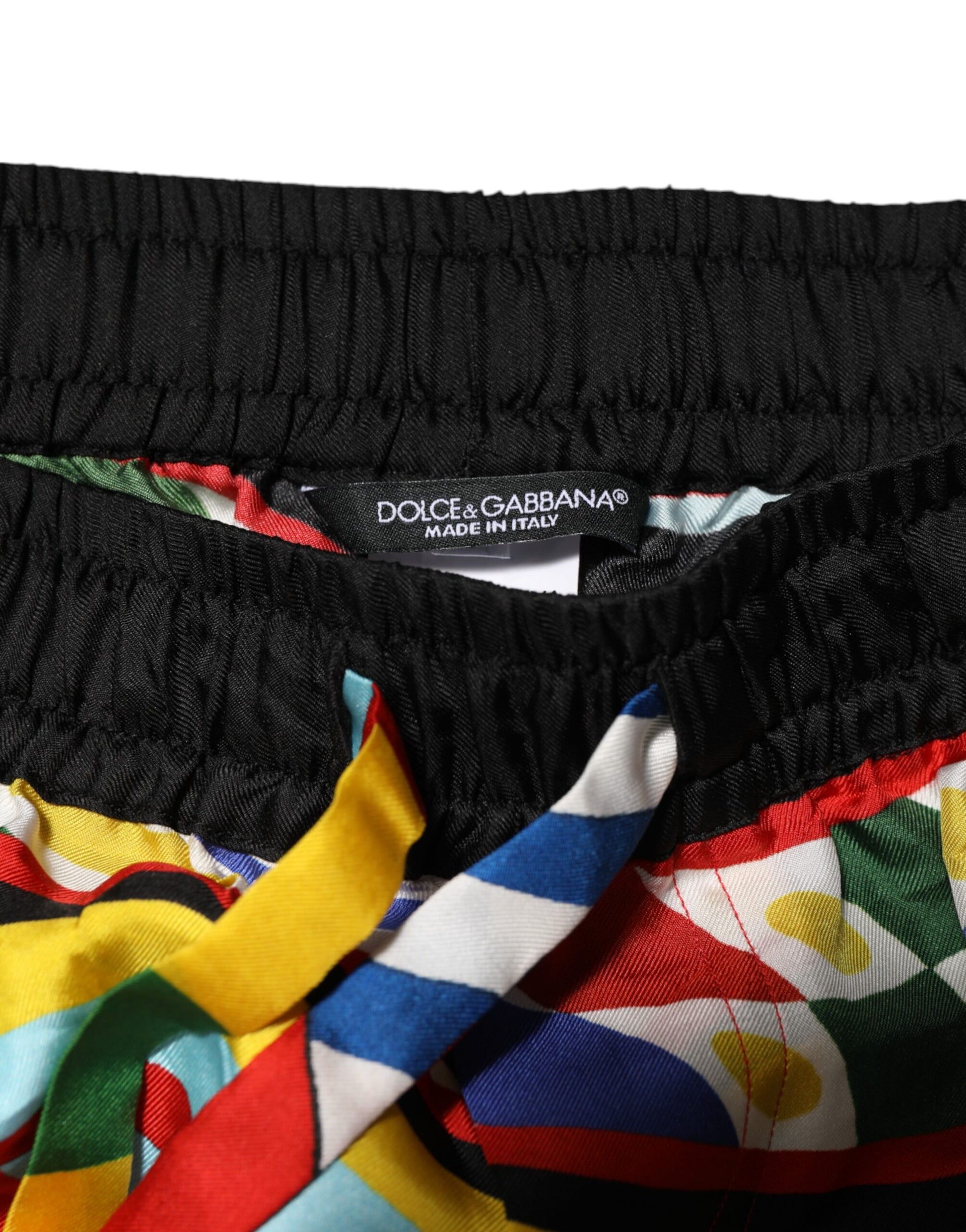 Black shorts with colorful trim