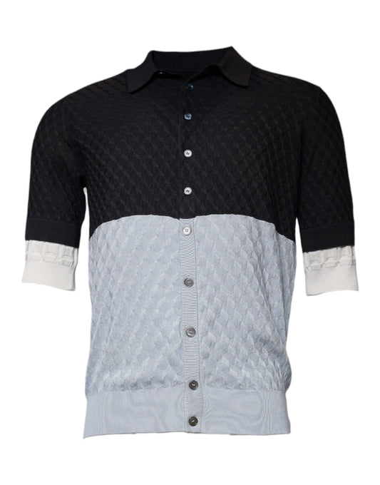 Black and white striped shirt with button front
