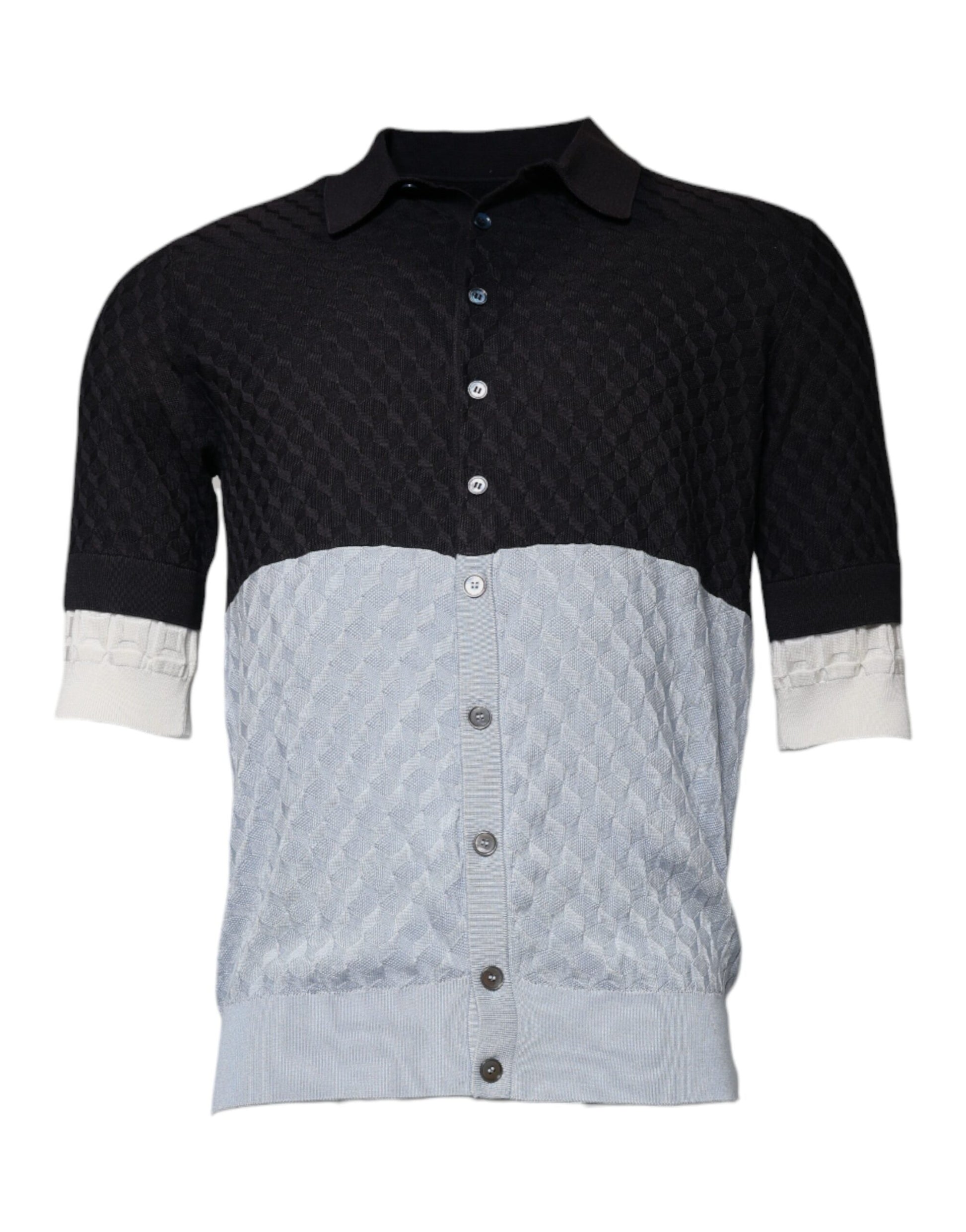 Black and white striped shirt with button front