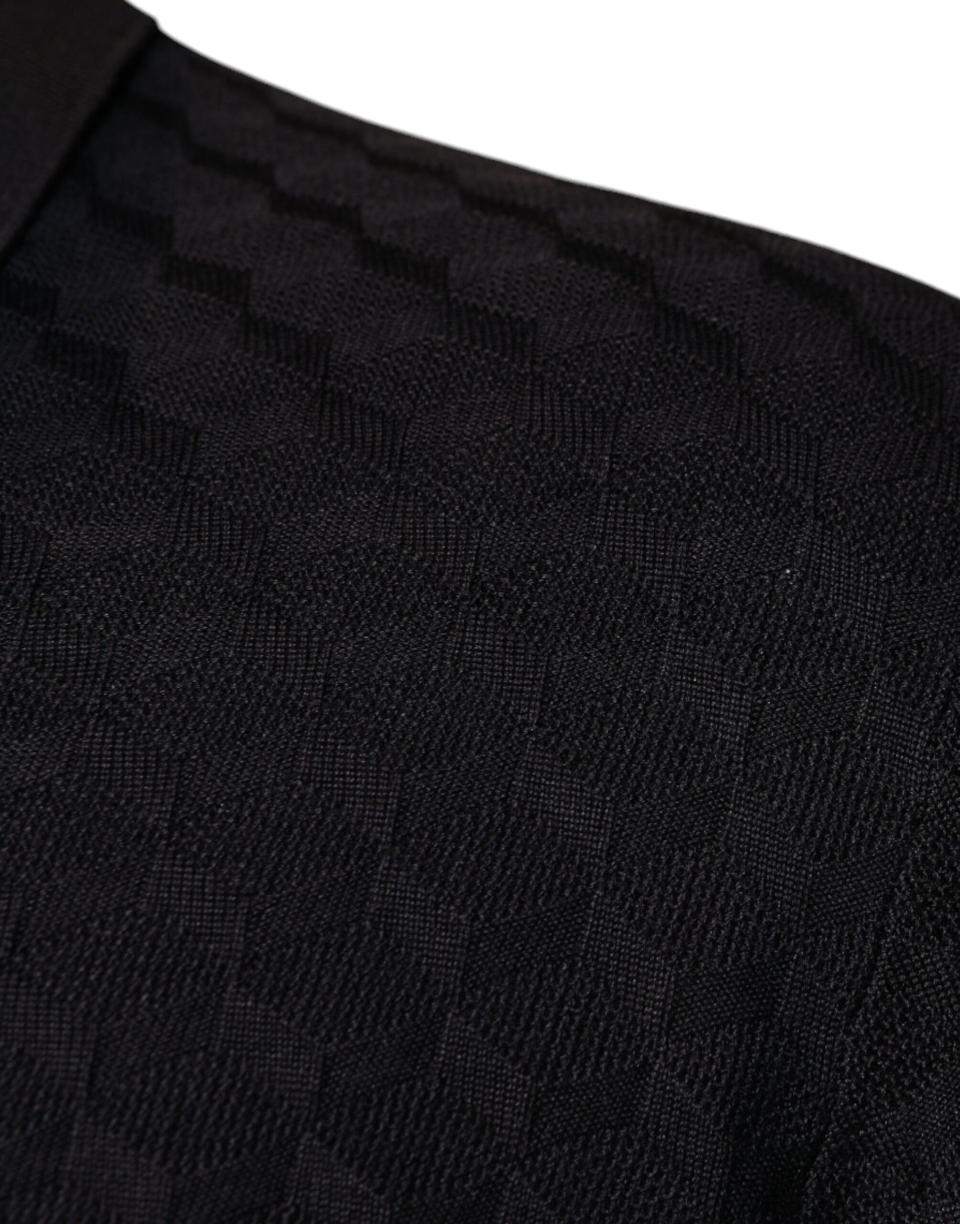 Textured black fabric on garment