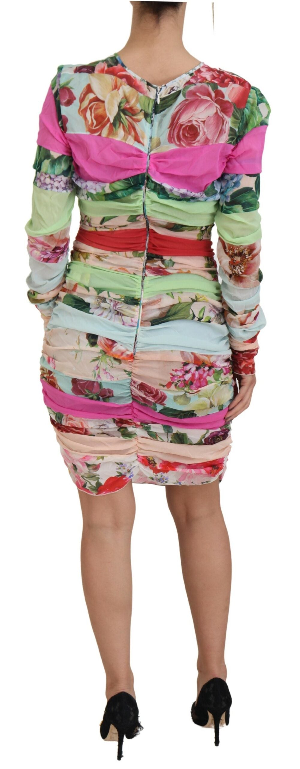 A colorful floral bodycon dress by Dolce & Gabbana, made of silk