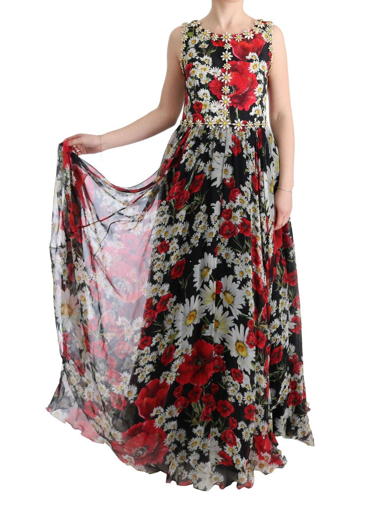 Long sleeve dress with floral pattern and sheer overlay