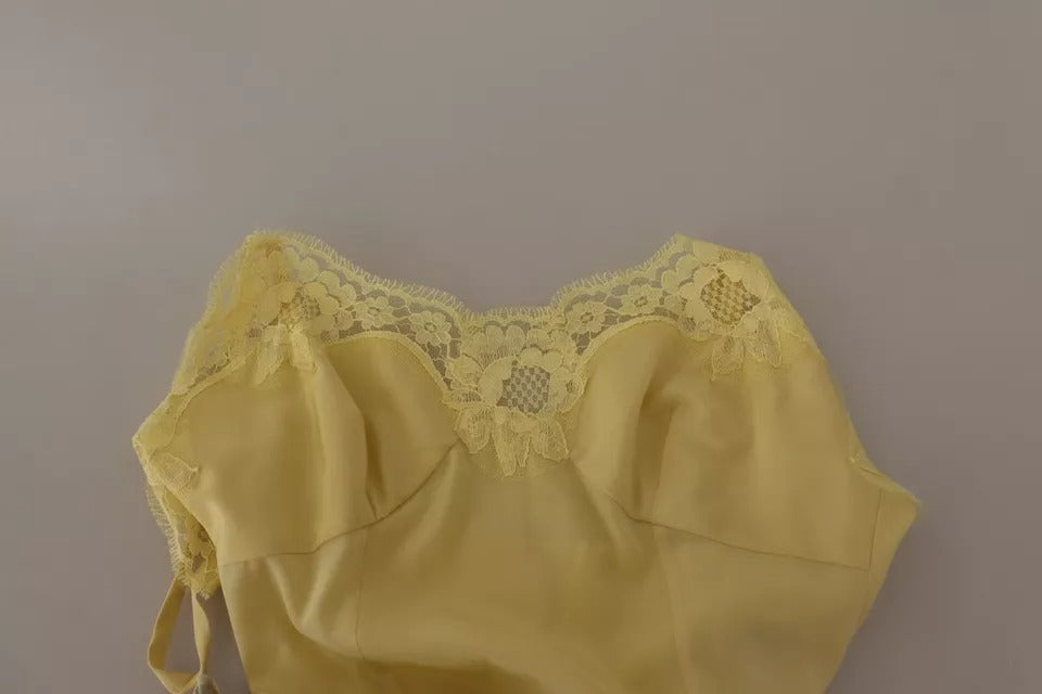Yellow lace bra with floral print