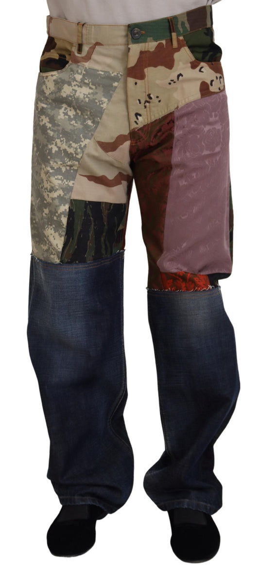 Camouflage patterned pants worn by a person