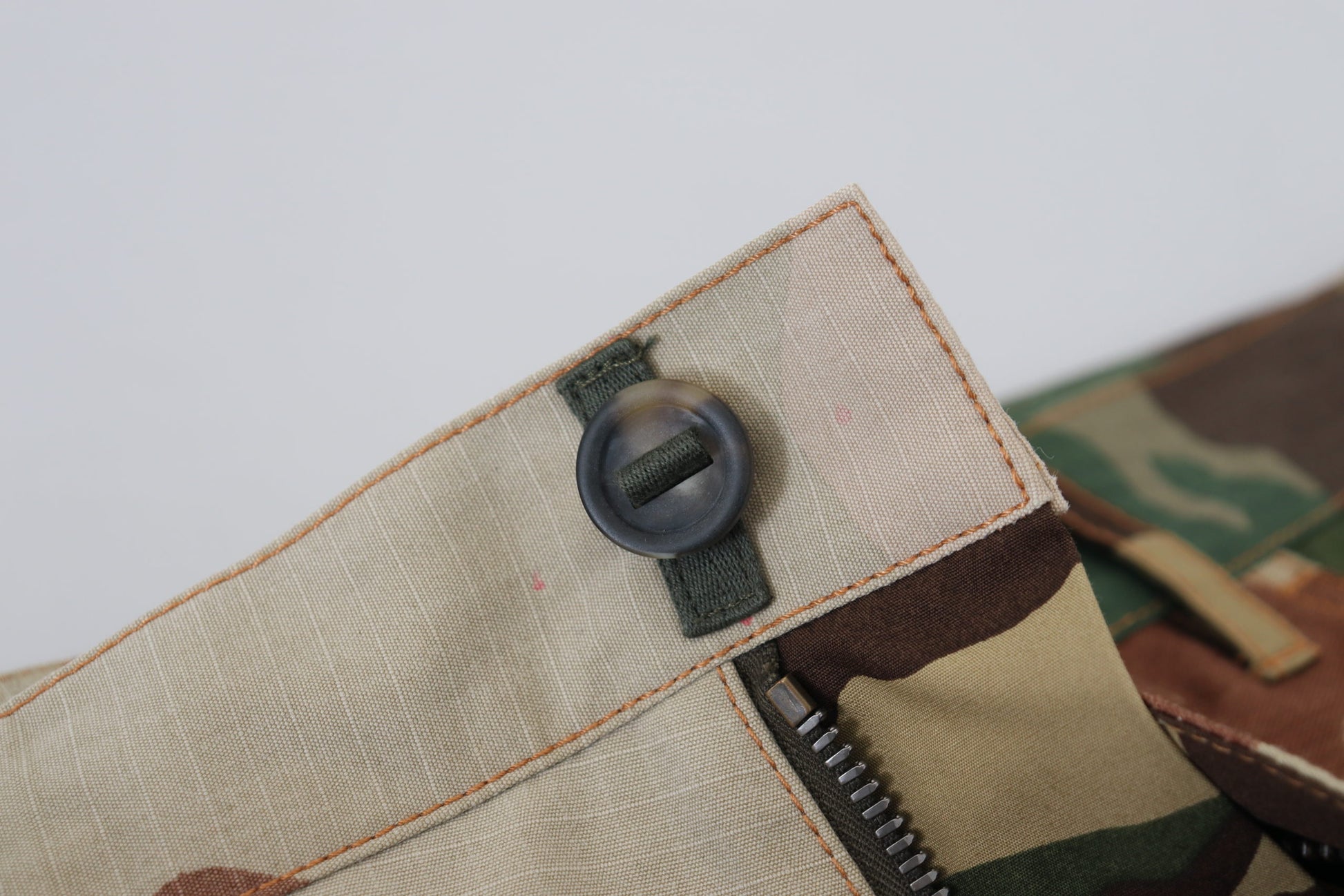 Camouflage fabric with button closure