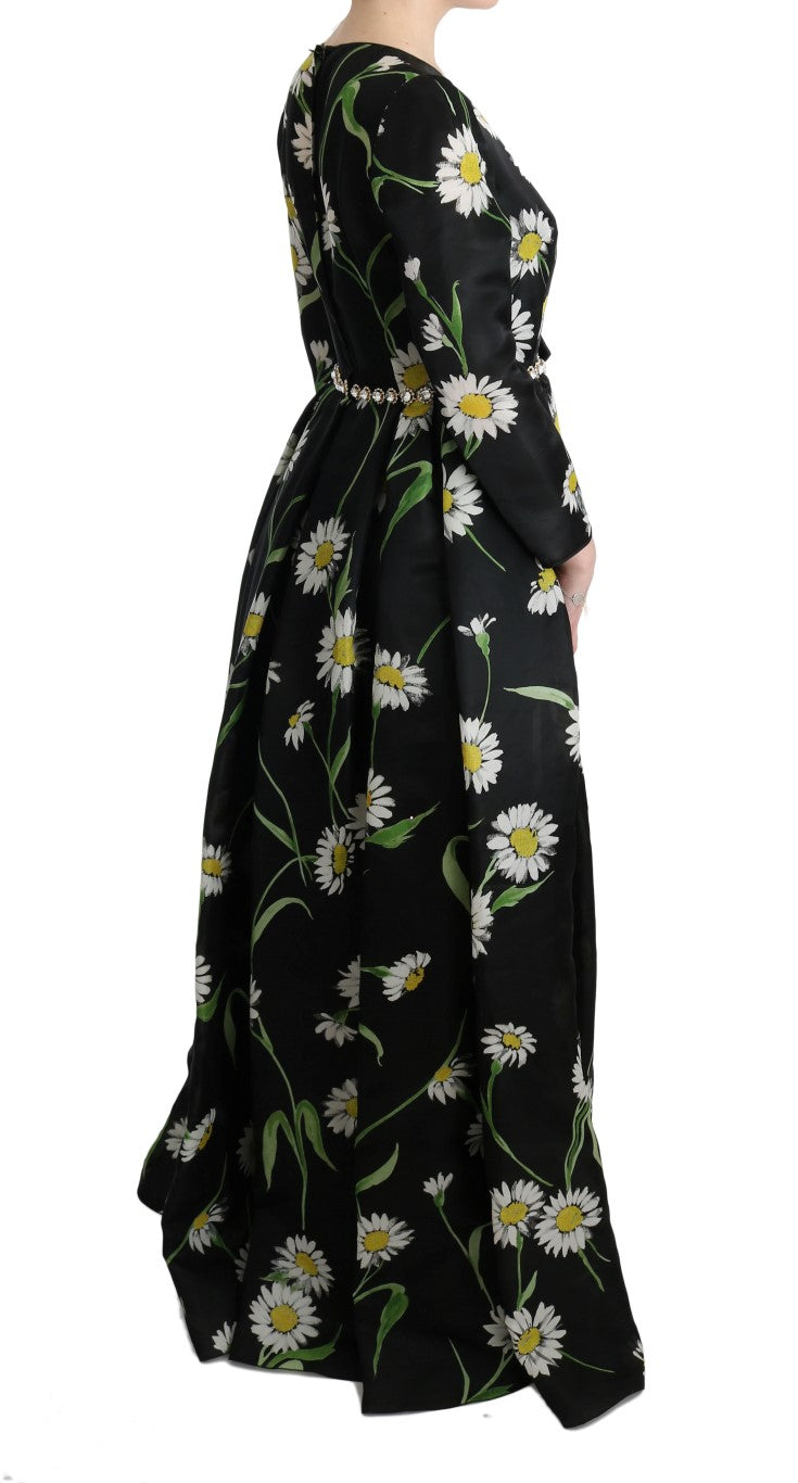 Long black dress with yellow flowers