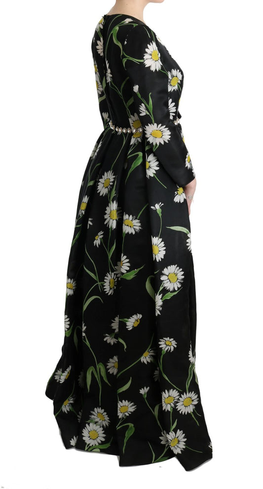 Long black dress with yellow flowers