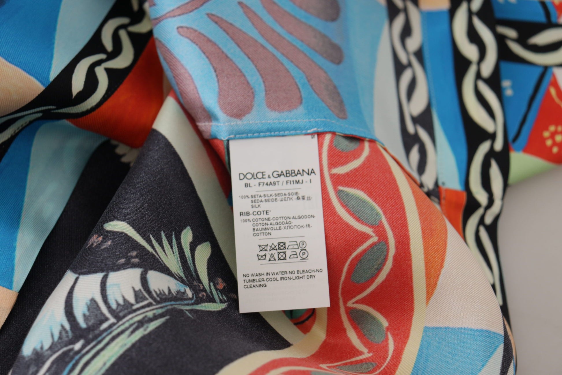 Colorful fabric with a tag on it