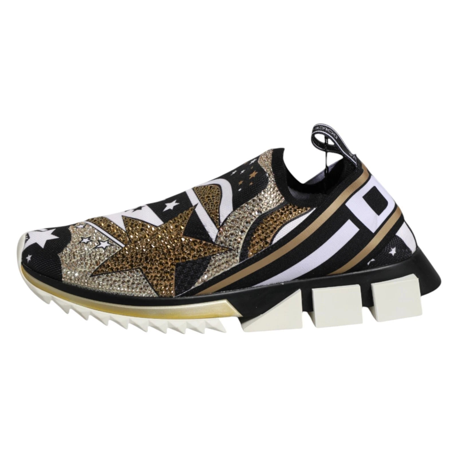 Colorful sneakers with gold stars and stripes