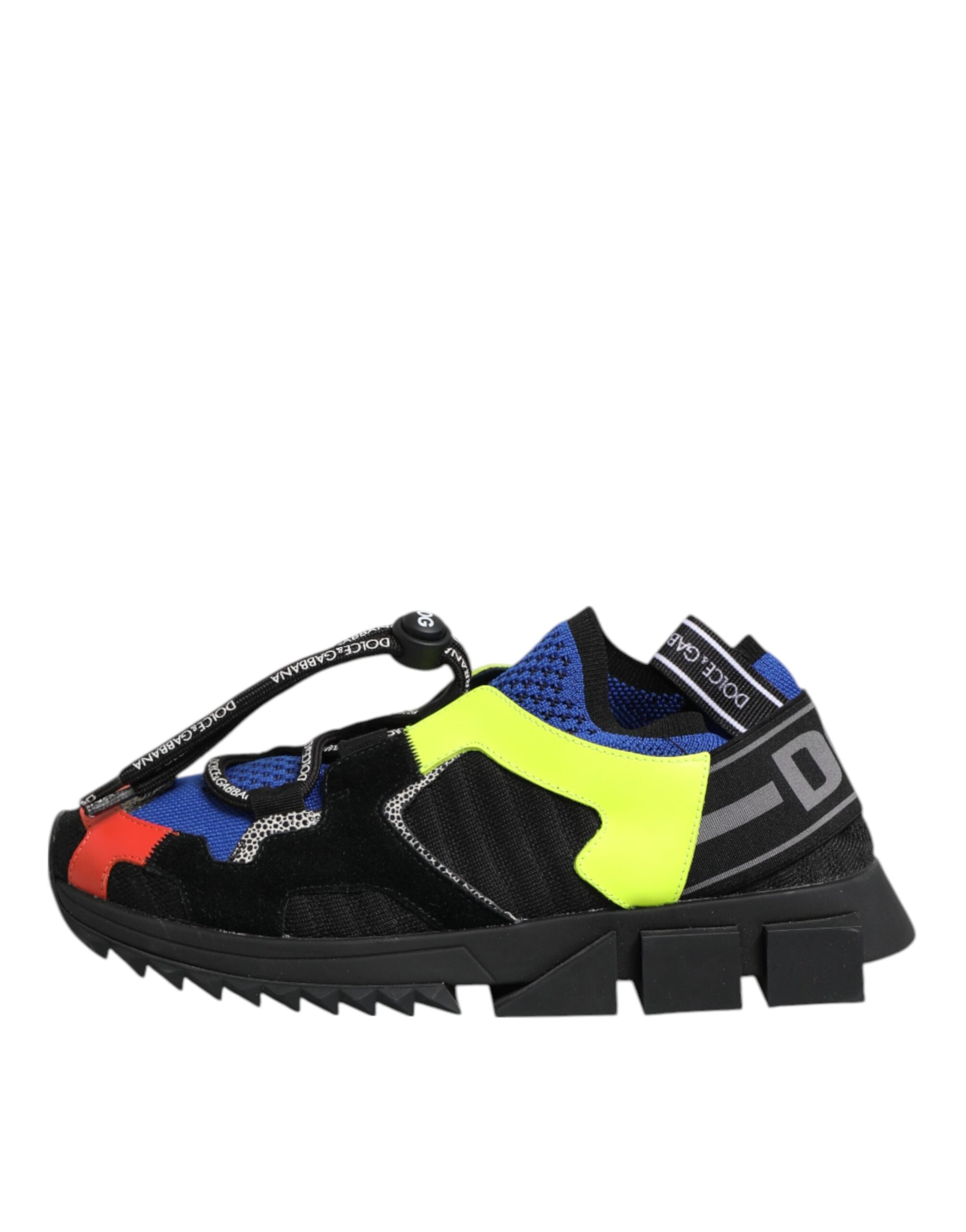 Colorful trekking shoes with multiple straps and buckles, featuring a patterned design