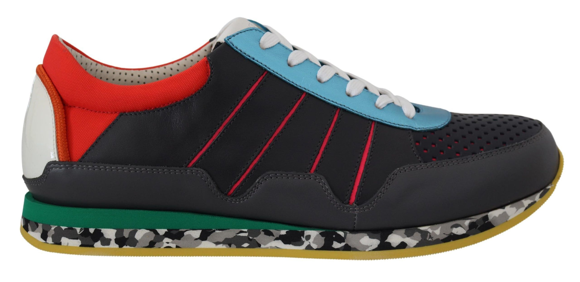 Black and red sneaker with white laces