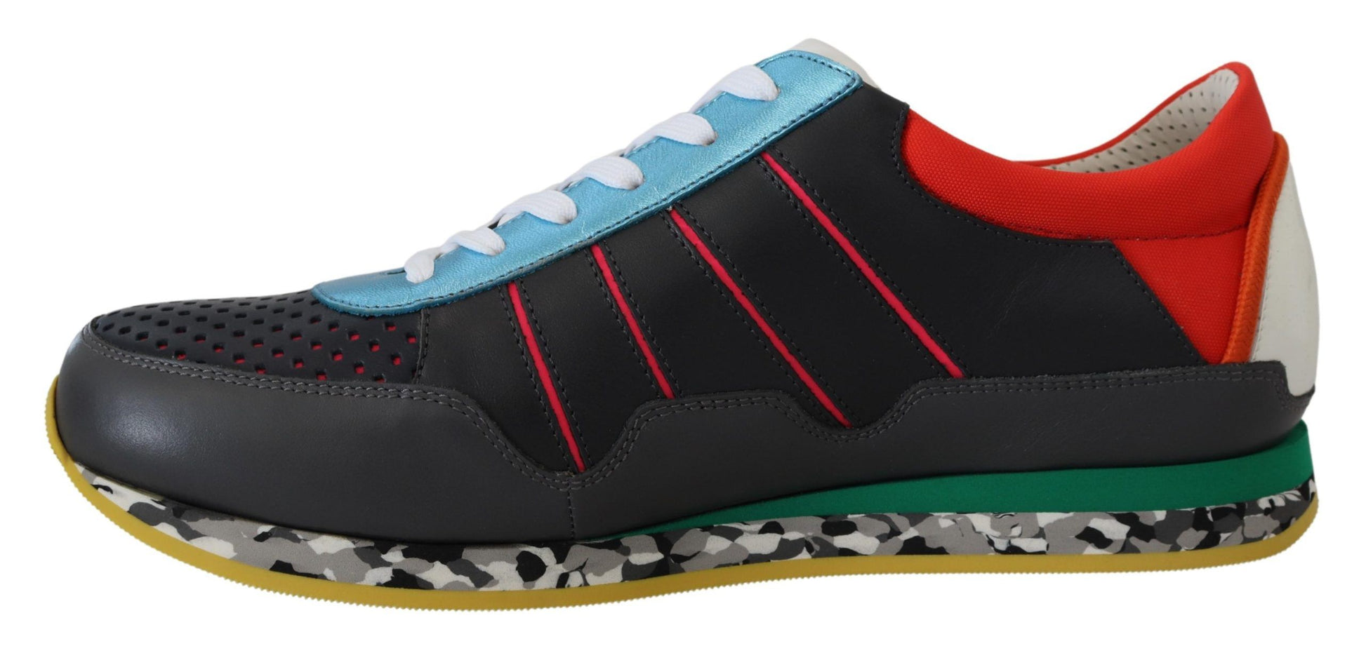 Black and red sneaker with white laces