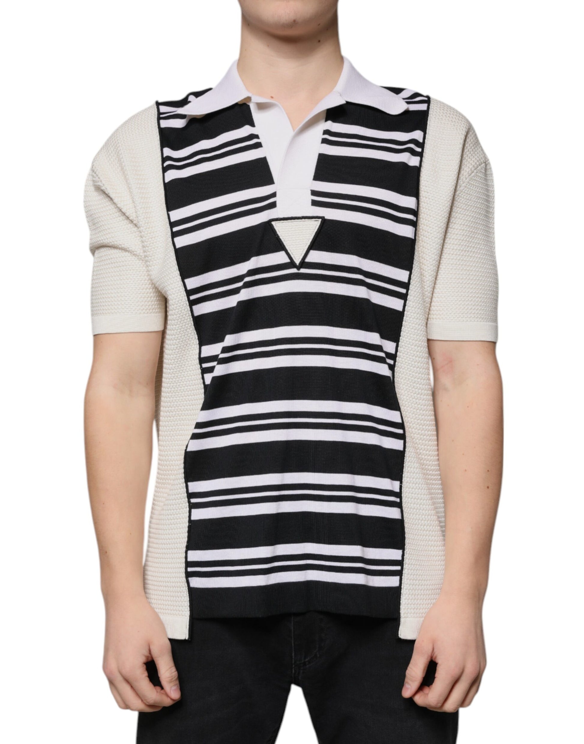 Black and white striped vest worn by a mannequin