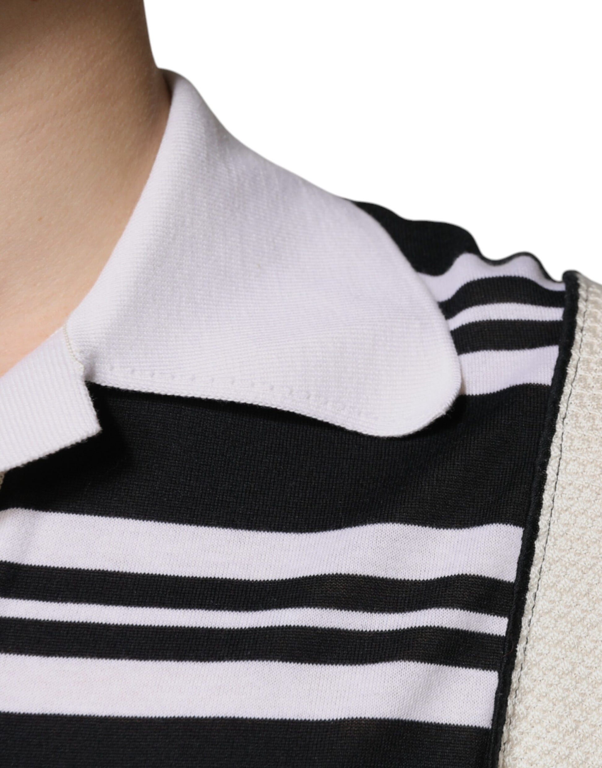 Black and white striped shirt collar