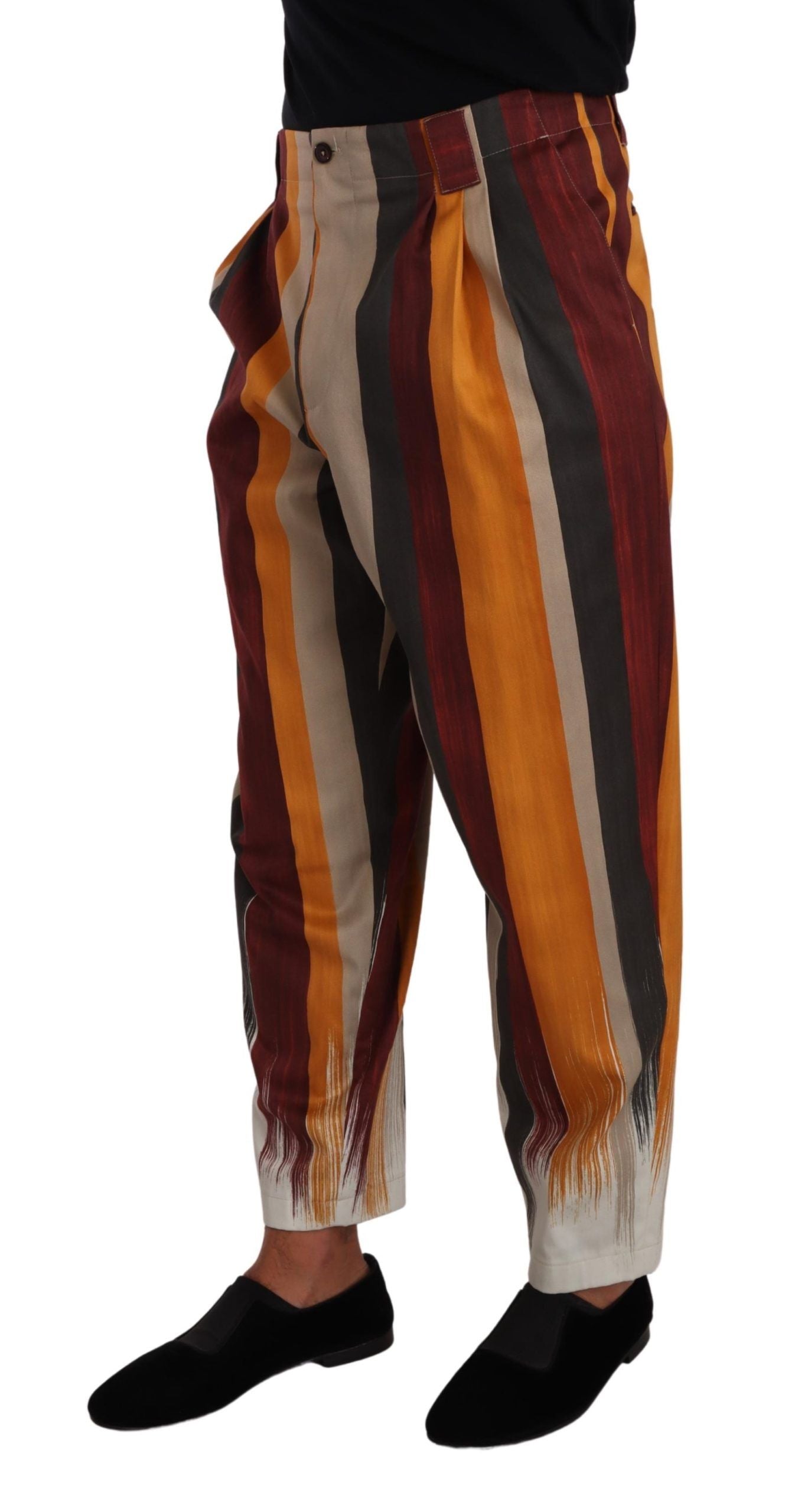 Pair of striped pants with fringe details