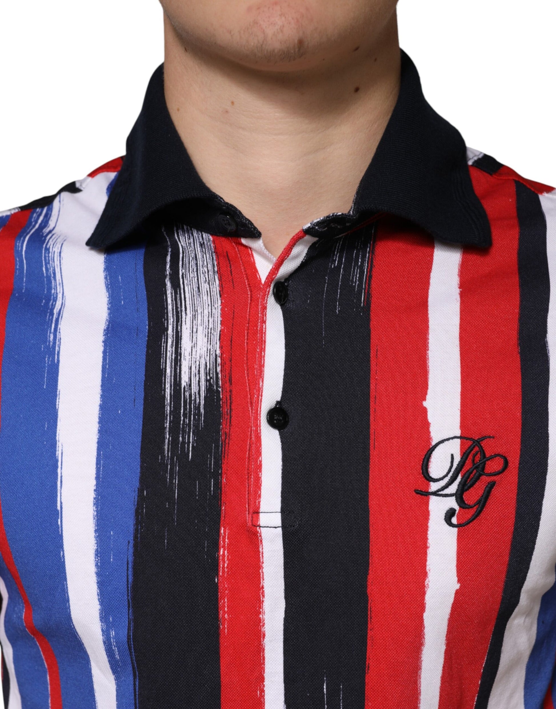Men's shirt with red, white, and blue stripes