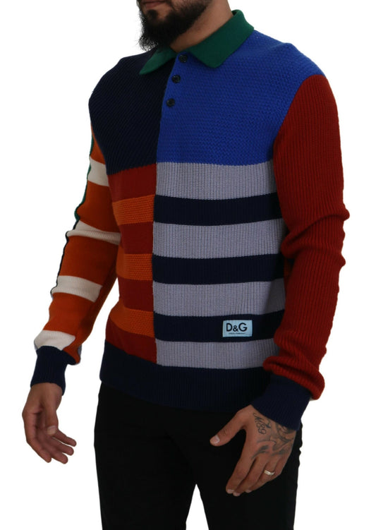 Man wearing colorful sweater with stripes