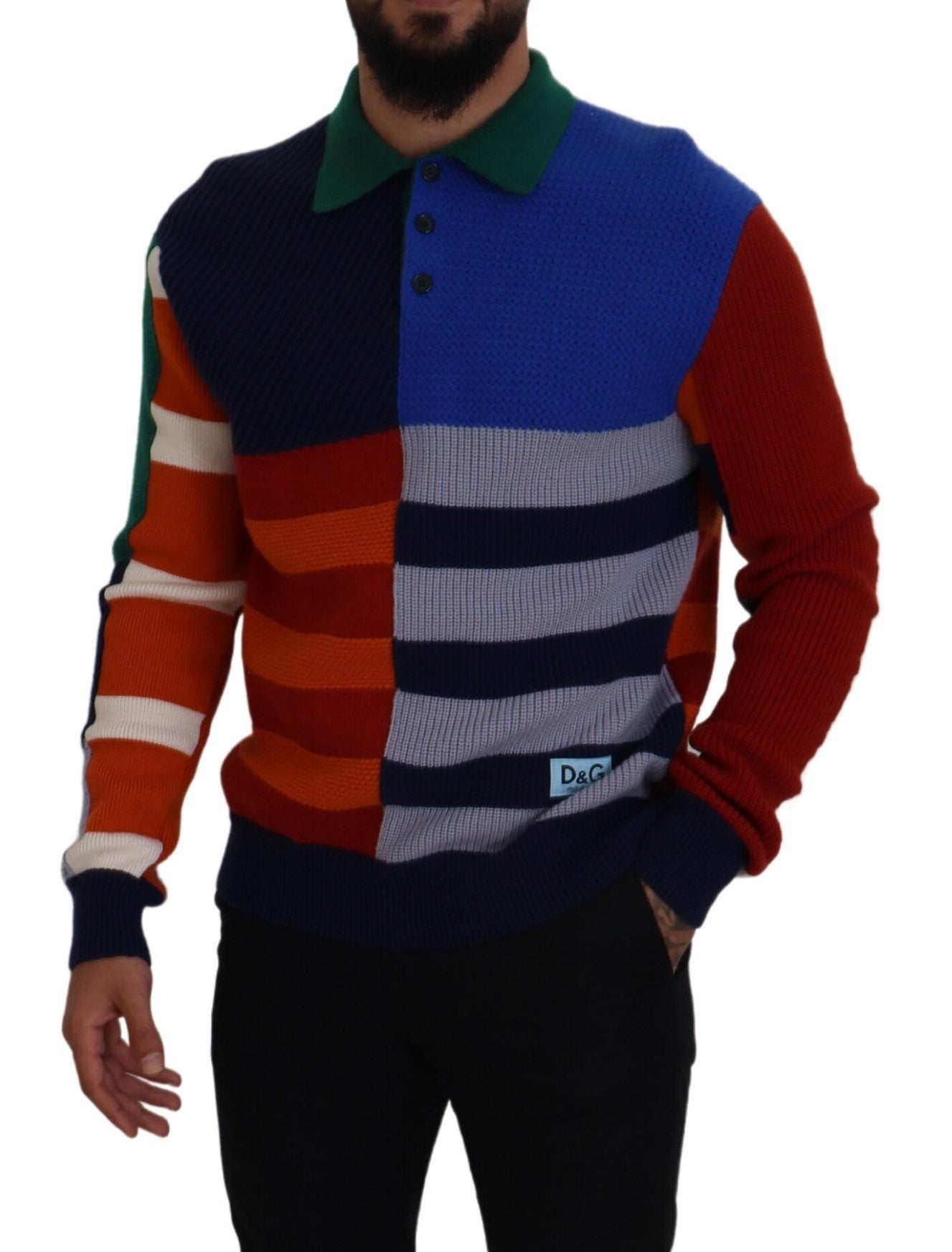 Man wearing colorful sweater