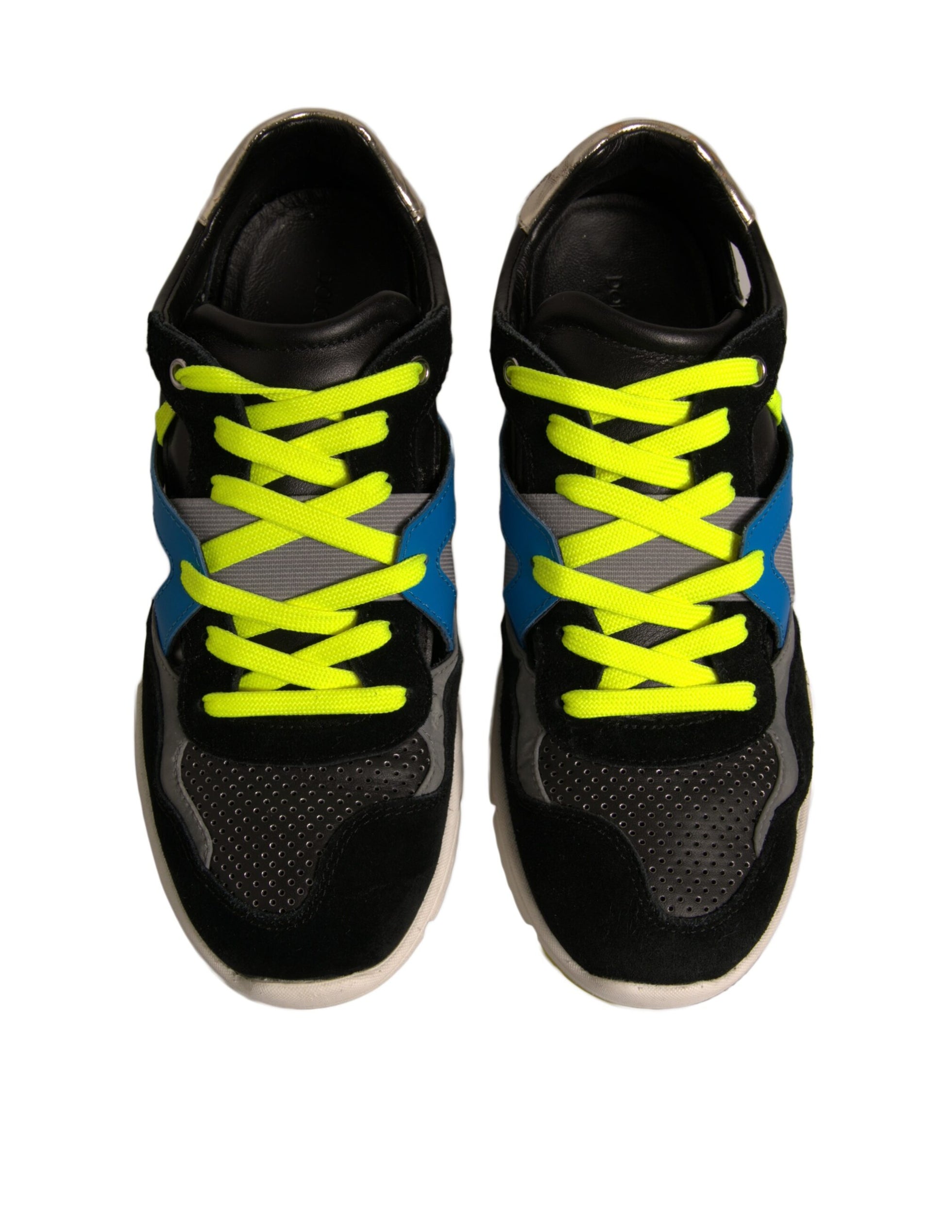 Pair of black and yellow sneakers