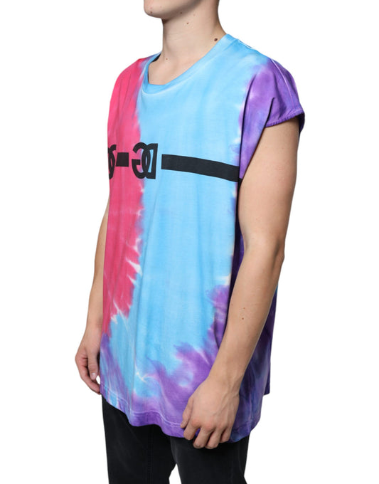 Man wearing tie dye shirt