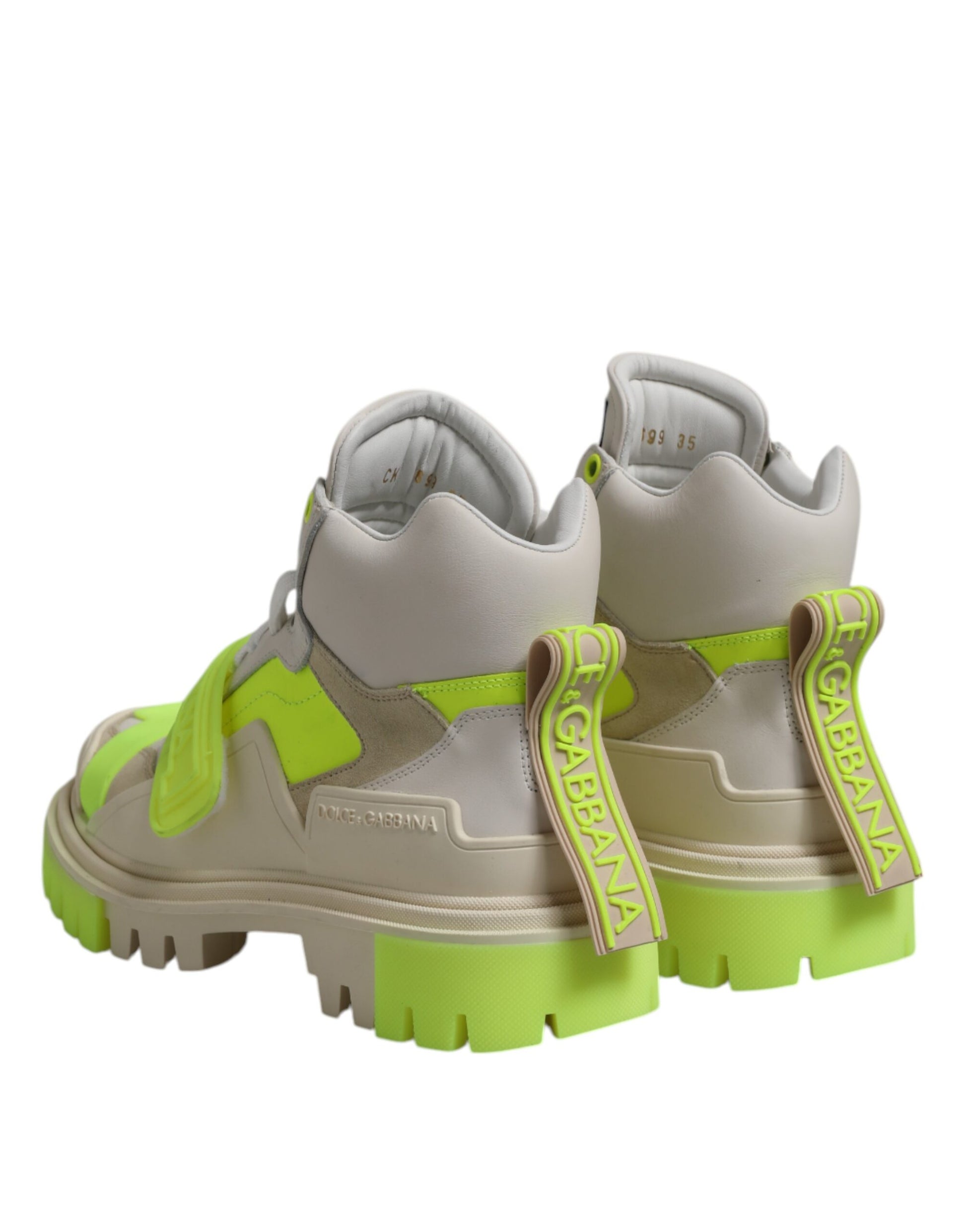 Pair of children's boots with yellow straps