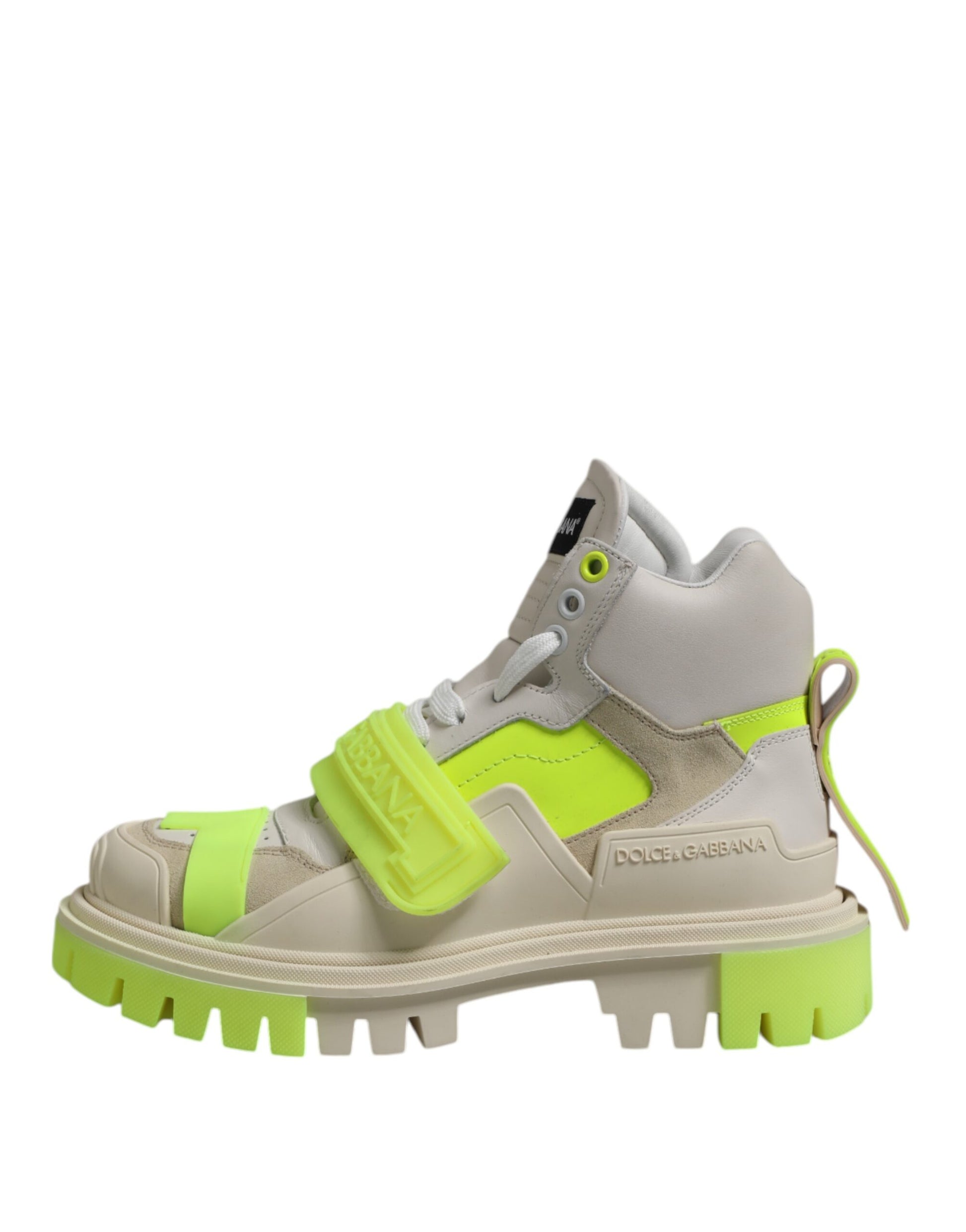High top sneaker with yellow accents
