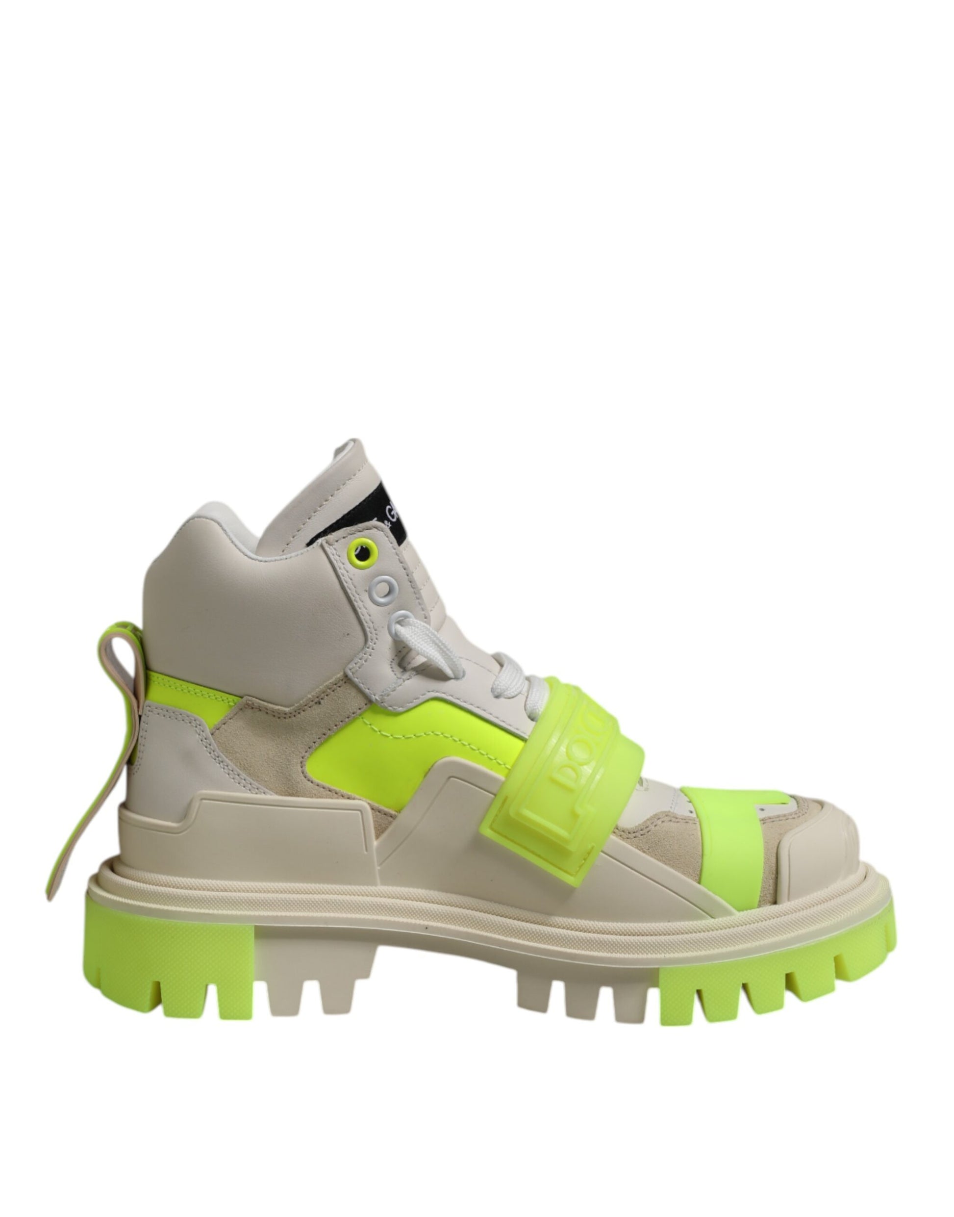 High top sneaker with yellow accents