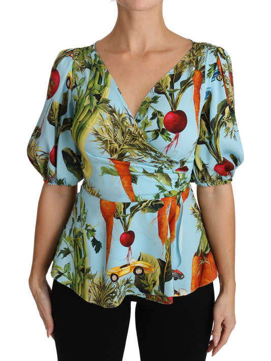 Printed blouse with vegetable design