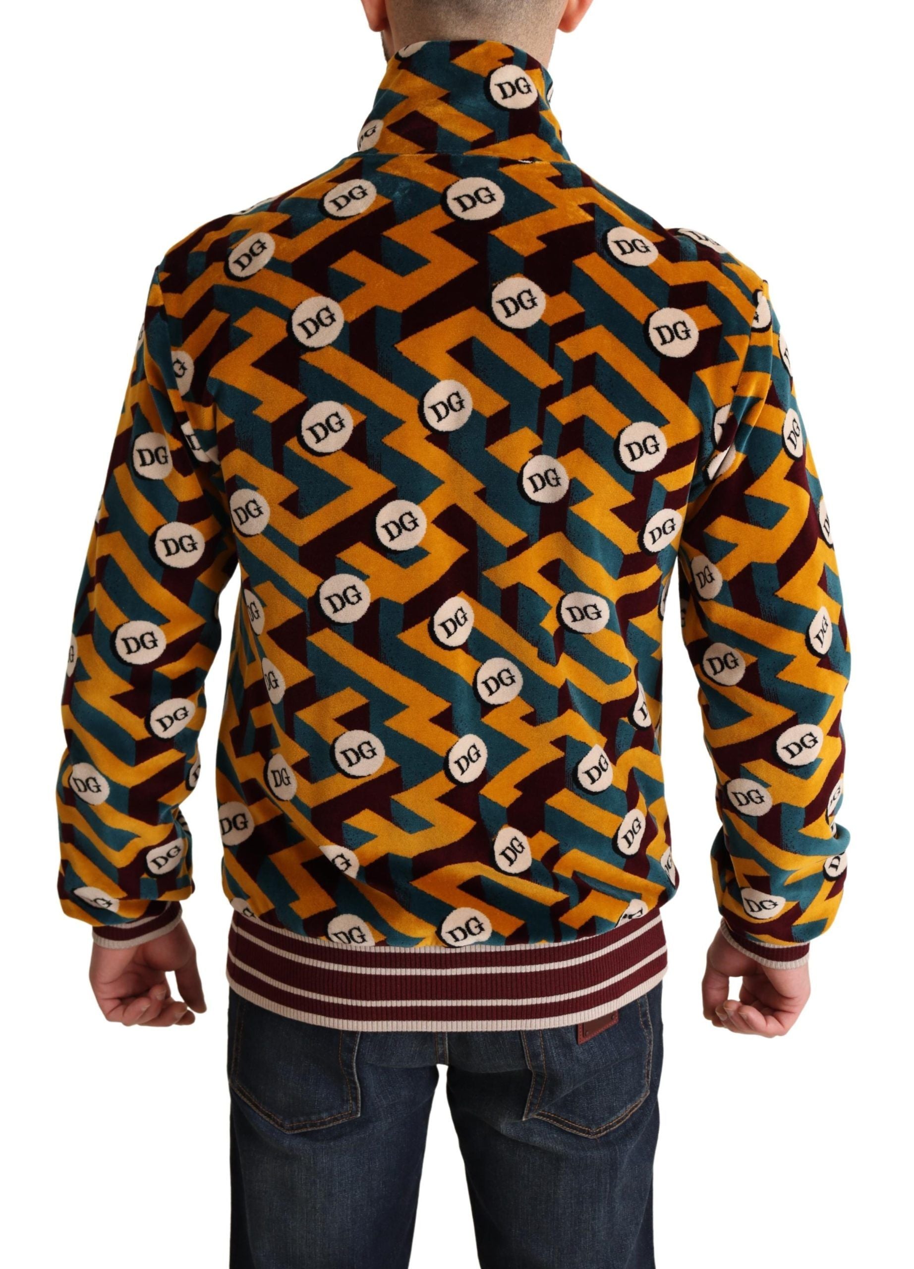 Man wearing a jacket with a pattern of dice on the back