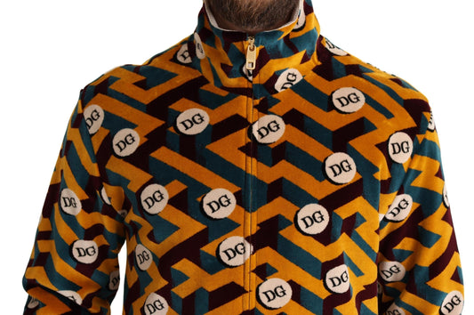 Zippered jacket with geometric pattern featuring DG logo