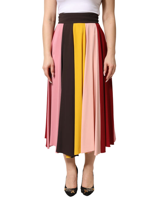 Colorful skirt with pink, yellow, red, and black stripes
