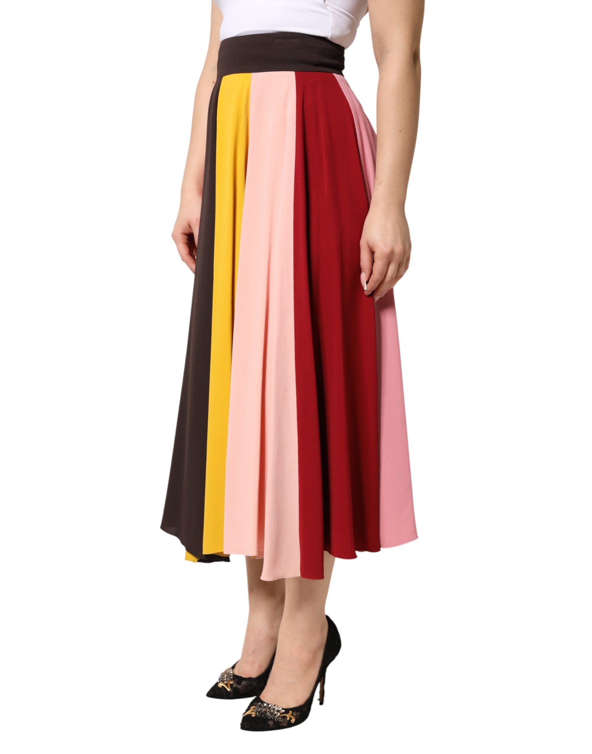 Woman wearing a colorful skirt